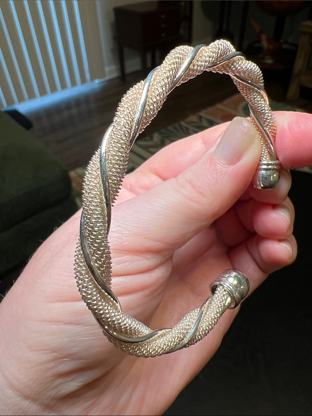 Vintage Silver Plated Mesh Cuff Bracelet